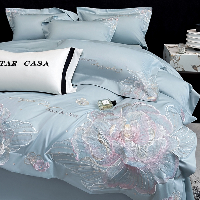 91家纺网 家纺一手货源 找家纺 星蕴家纺 2025新款正宗澳棉长绒棉贡缎四件套-晨曦 晨曦 幸运兰