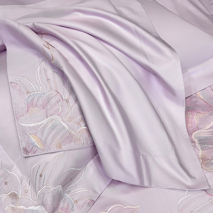 91家纺网 家纺一手货源 找家纺 星蕴家纺 2025新款正宗澳棉长绒棉贡缎四件套-晨曦 晨曦 优雅紫