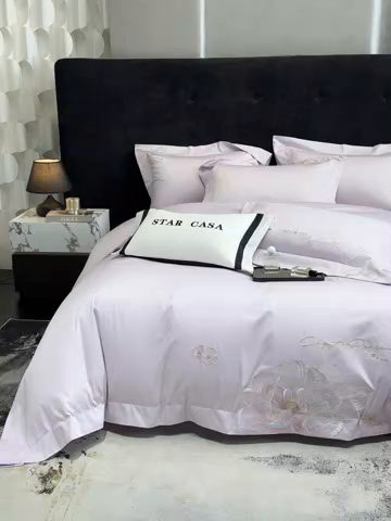 91家纺网 家纺一手货源 找家纺 星蕴家纺 2025新款正宗澳棉长绒棉贡缎四件套-晨曦 晨曦 优雅紫