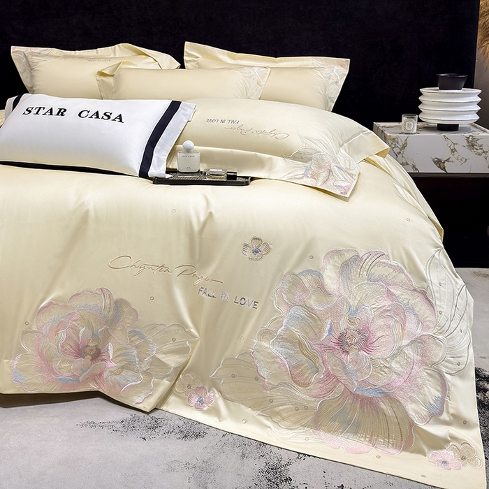 91家纺网 家纺一手货源 找家纺 星蕴家纺 2025新款正宗澳棉长绒棉贡缎四件套-晨曦 晨曦 芝士黄