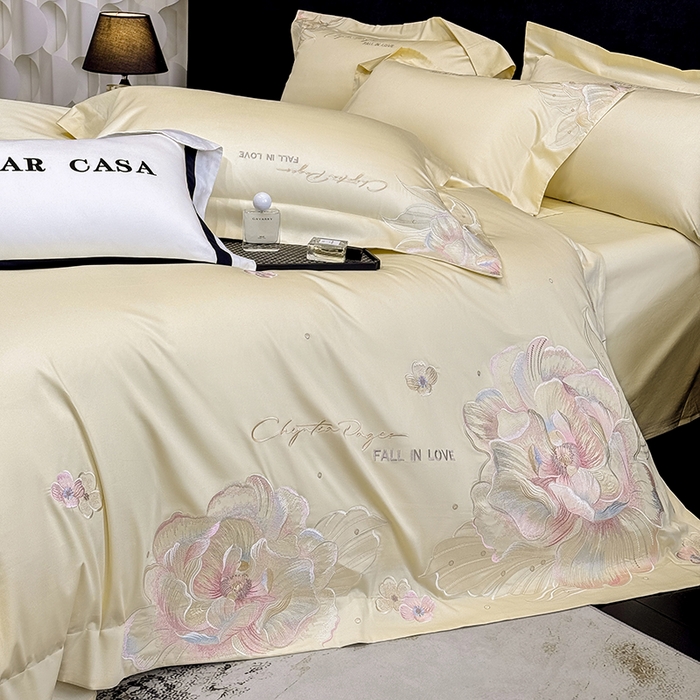 91家纺网 家纺一手货源 找家纺 星蕴家纺 2025新款正宗澳棉长绒棉贡缎四件套-晨曦 晨曦 芝士黄