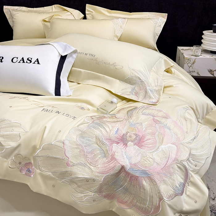 91家纺网 家纺一手货源 找家纺 星蕴家纺 2025新款正宗澳棉长绒棉贡缎四件套-晨曦 晨曦 芝士黄