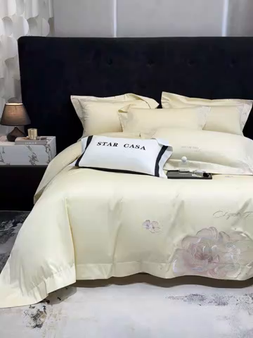 91家纺网 家纺一手货源 找家纺 星蕴家纺 2025新款正宗澳棉长绒棉贡缎四件套-晨曦 晨曦 芝士黄