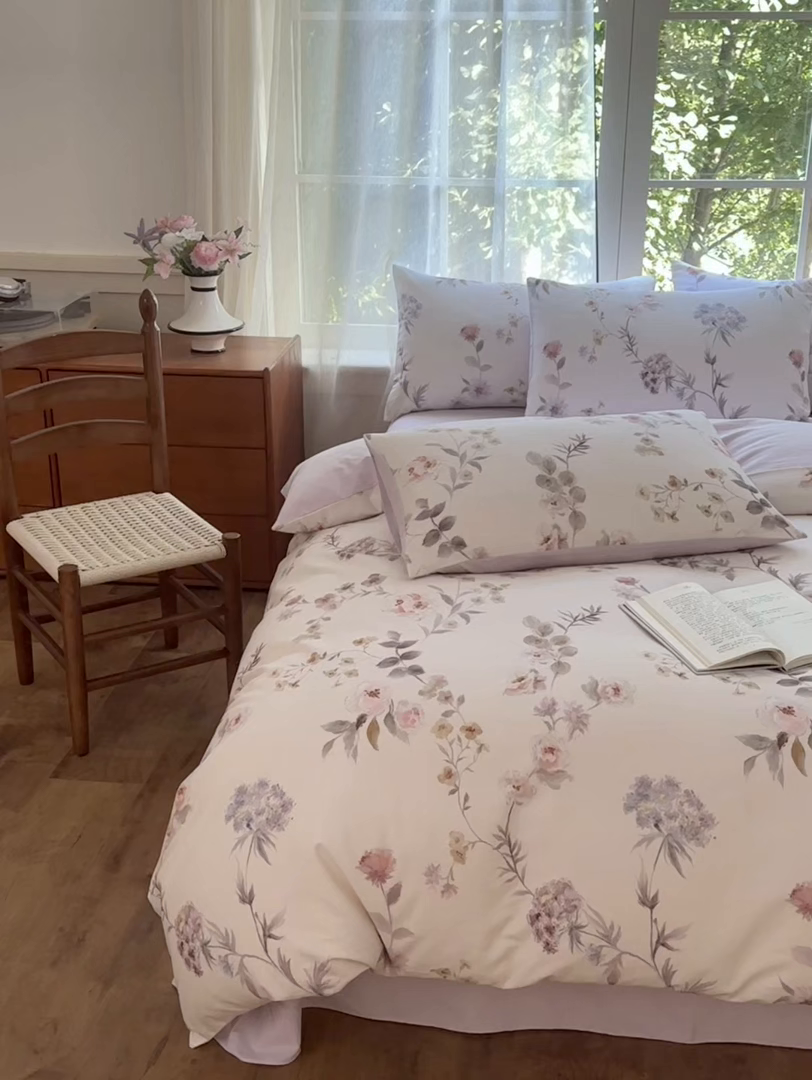 91家纺网 家纺一手货源 找家纺 小叮当家纺仓储工厂店 2025新款数码印花全棉纯棉磨毛四件套 艾丽娅