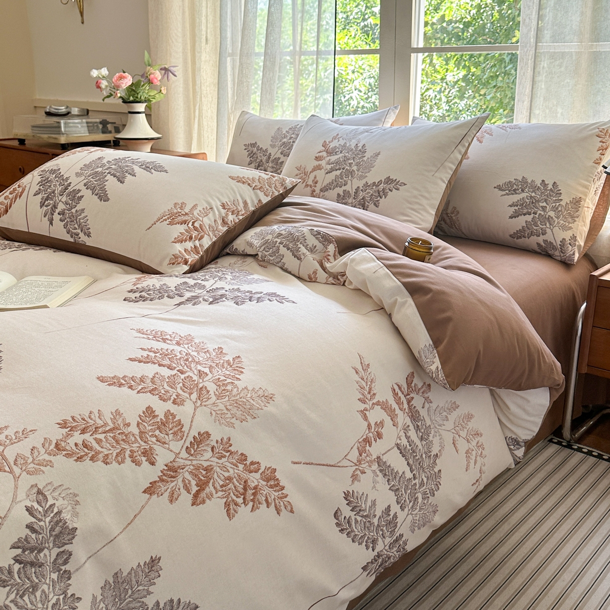 91家纺网 家纺一手货源 找家纺 小叮当家纺仓储工厂店 2025新款数码印花全棉纯棉磨毛四件套 草木绮梦