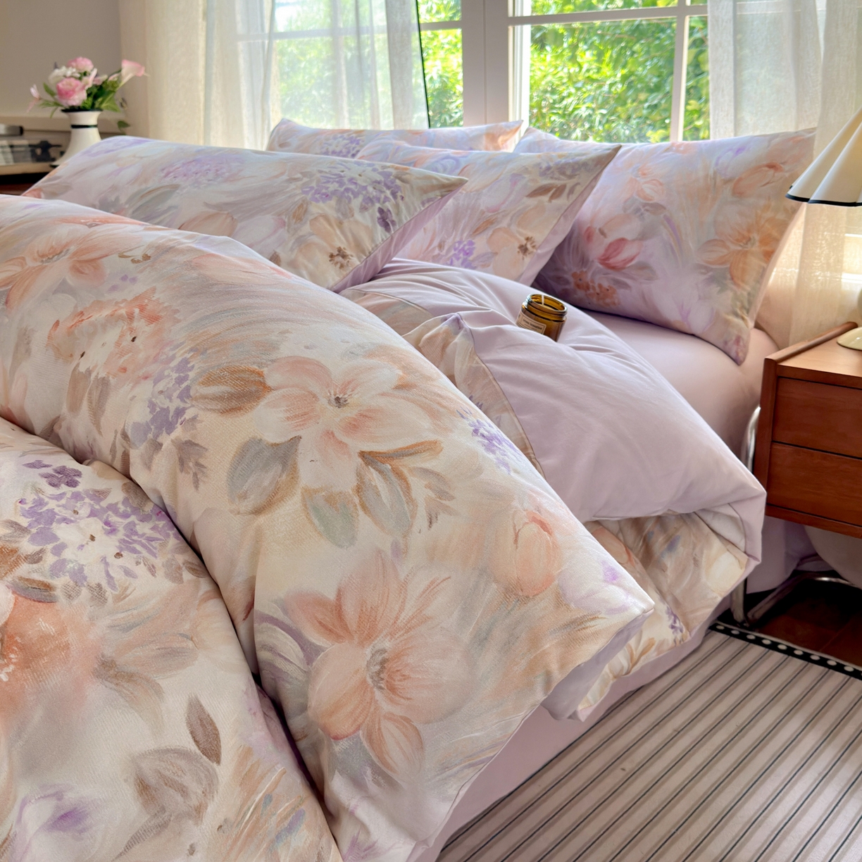 小叮当家纺仓储工厂店 2025新款数码印花全棉纯棉磨毛四件套 初茅