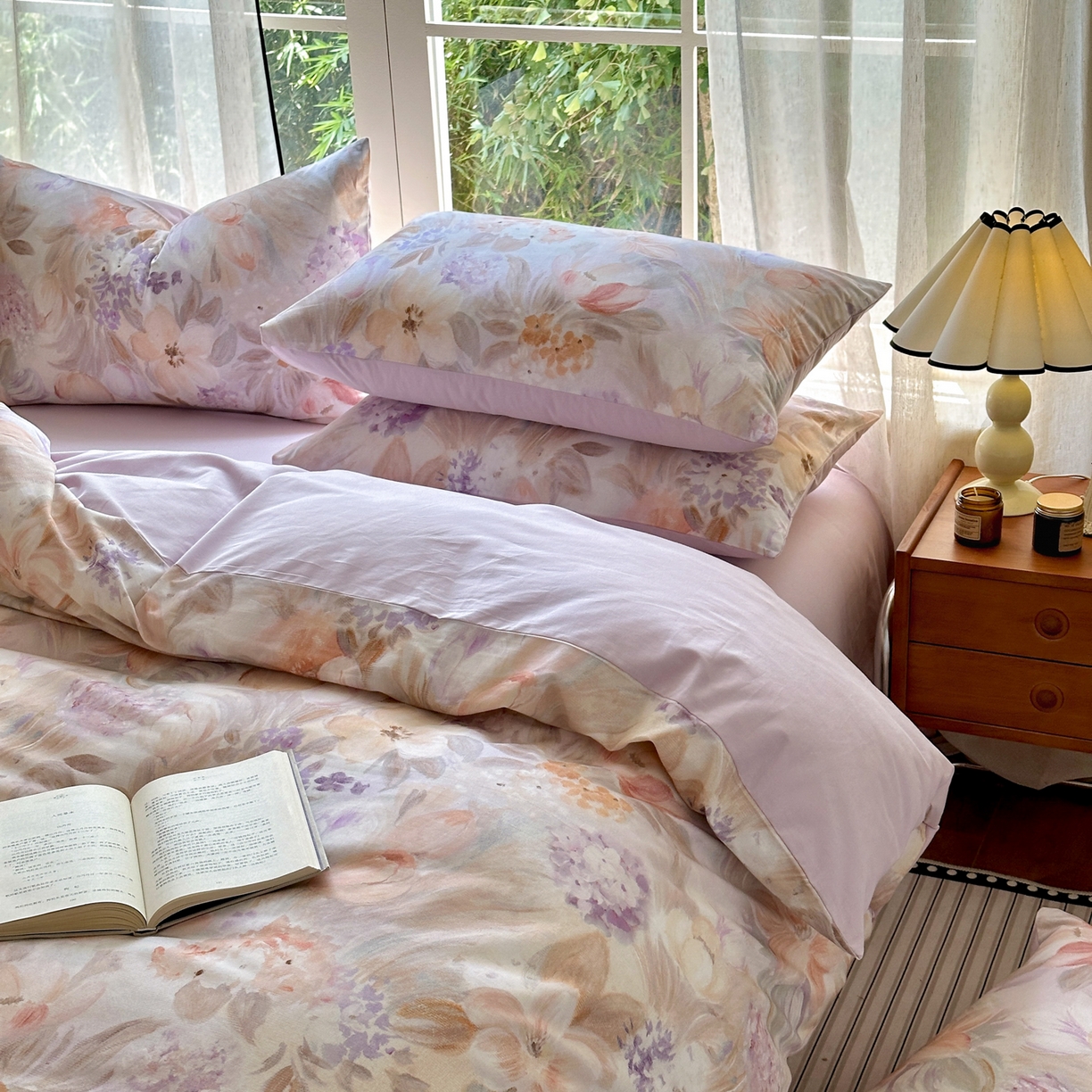 91家纺网 家纺一手货源 找家纺 小叮当家纺仓储工厂店 2025新款数码印花全棉纯棉磨毛四件套 初茅