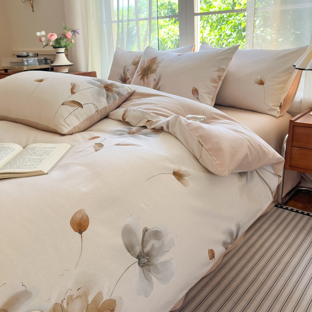 91家纺网 家纺一手货源 找家纺 小叮当家纺仓储工厂店 2025新款数码印花全棉纯棉磨毛四件套 路过芳华