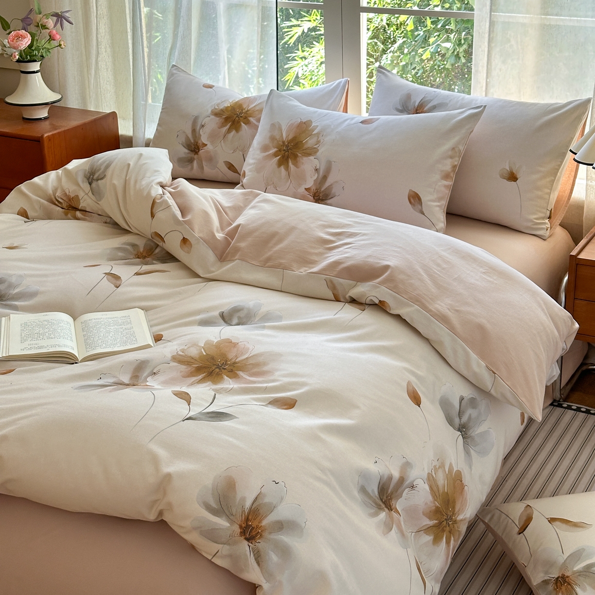 91家纺网 家纺一手货源 找家纺 小叮当家纺仓储工厂店 2025新款数码印花全棉纯棉磨毛四件套 路过芳华