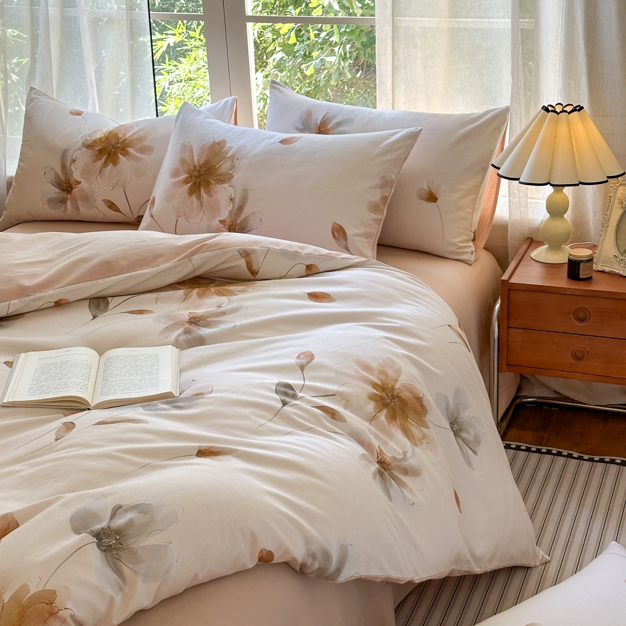 91家纺网 家纺一手货源 找家纺 小叮当家纺仓储工厂店 2025新款数码印花全棉纯棉磨毛四件套 路过芳华