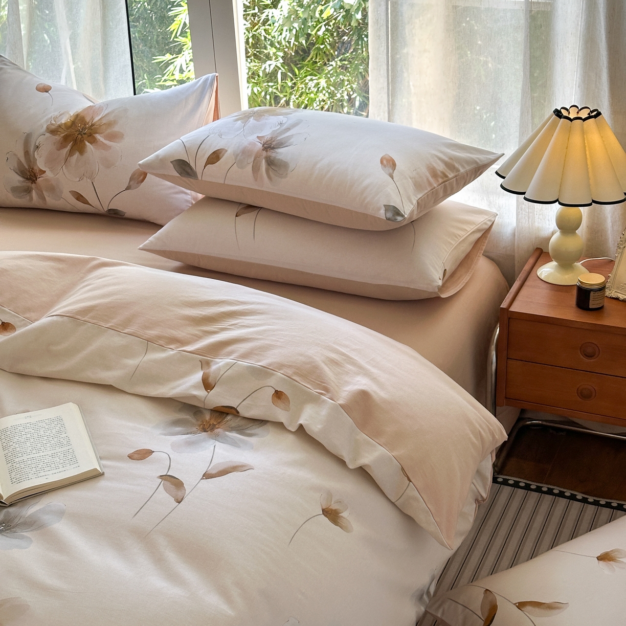 91家纺网 家纺一手货源 找家纺 小叮当家纺仓储工厂店 2025新款数码印花全棉纯棉磨毛四件套 路过芳华