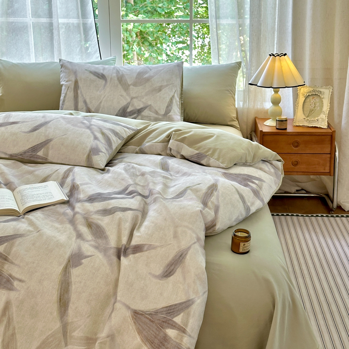 91家纺网 家纺一手货源 找家纺 小叮当家纺仓储工厂店 2025新款数码印花全棉纯棉磨毛四件套 清风徐来