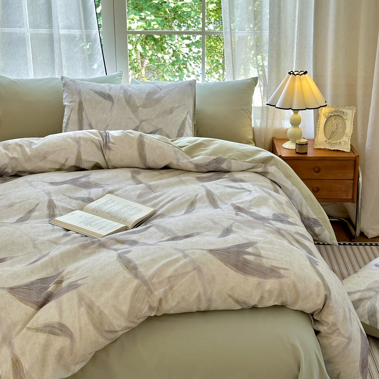 91家纺网 家纺一手货源 找家纺 小叮当家纺仓储工厂店 2025新款数码印花全棉纯棉磨毛四件套 清风徐来