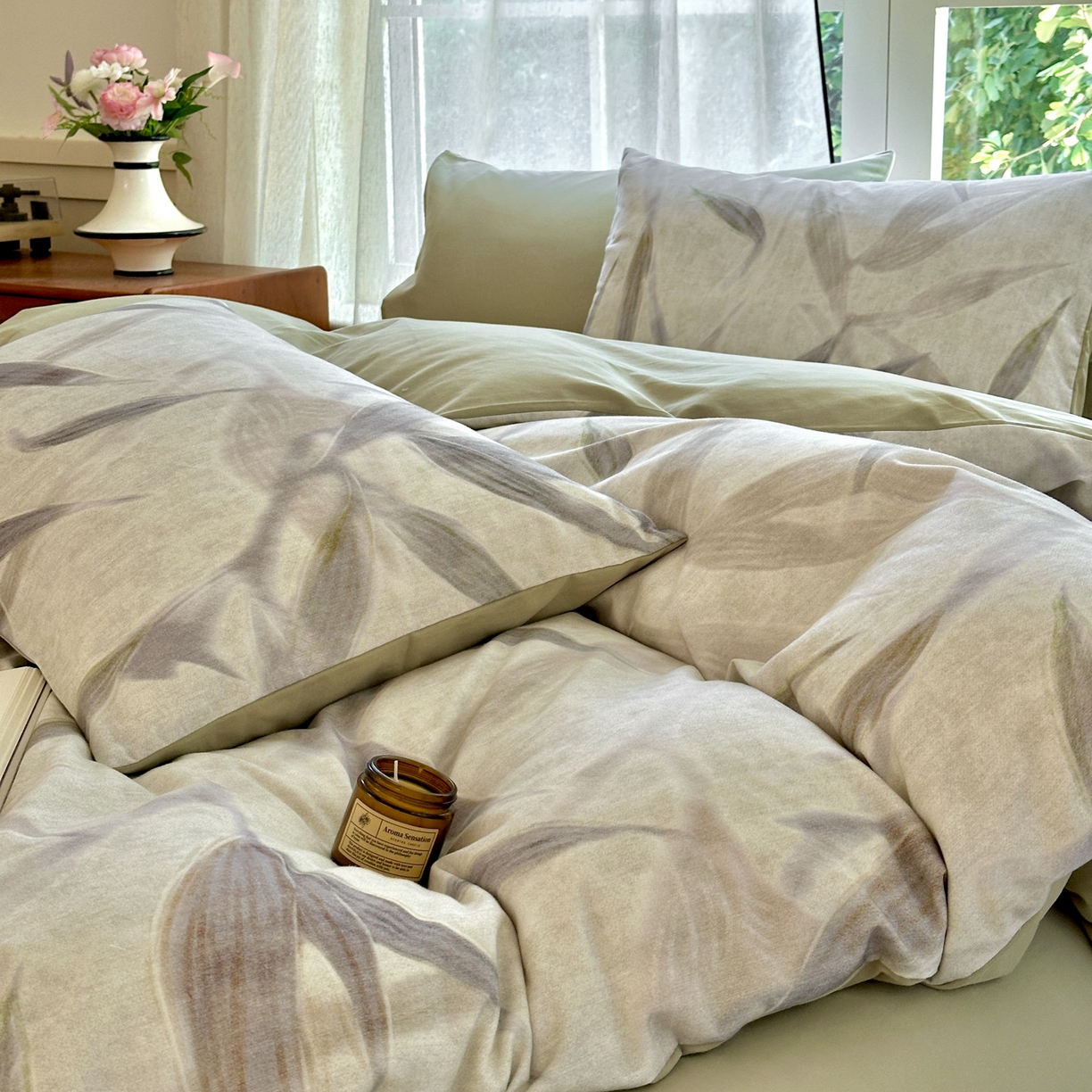 91家纺网 家纺一手货源 找家纺 小叮当家纺仓储工厂店 2025新款数码印花全棉纯棉磨毛四件套 清风徐来