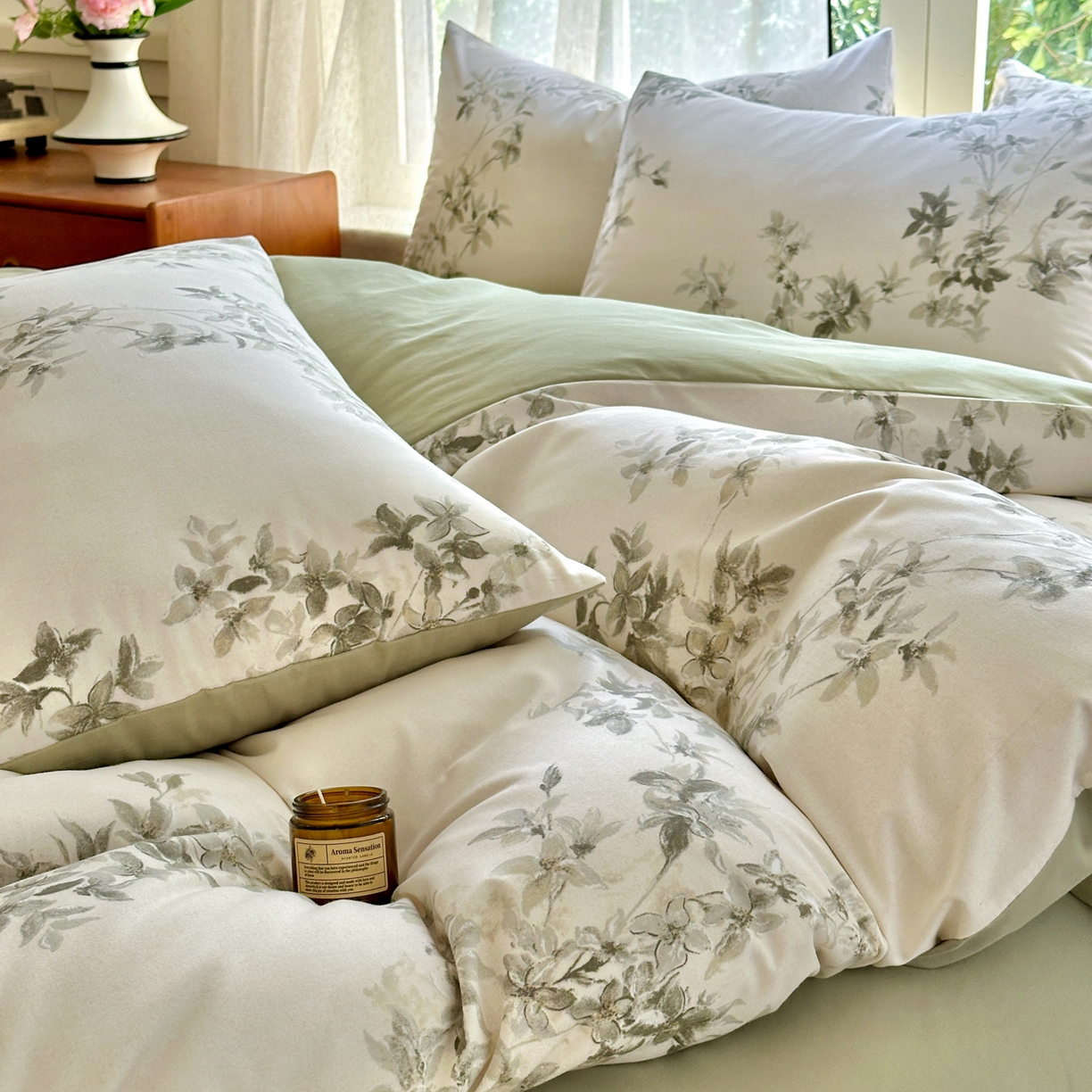 91家纺网 家纺一手货源 找家纺 小叮当家纺仓储工厂店 2025新款数码印花全棉纯棉磨毛四件套 山丘诗集