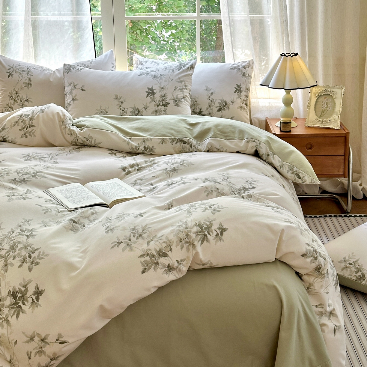 91家纺网 家纺一手货源 找家纺 小叮当家纺仓储工厂店 2025新款数码印花全棉纯棉磨毛四件套 山丘诗集