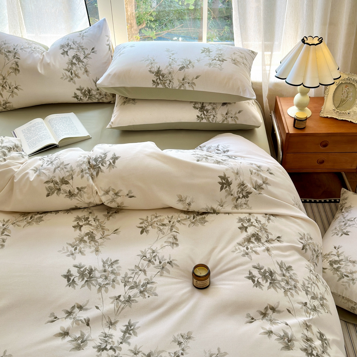 91家纺网 家纺一手货源 找家纺 小叮当家纺仓储工厂店 2025新款数码印花全棉纯棉磨毛四件套 山丘诗集