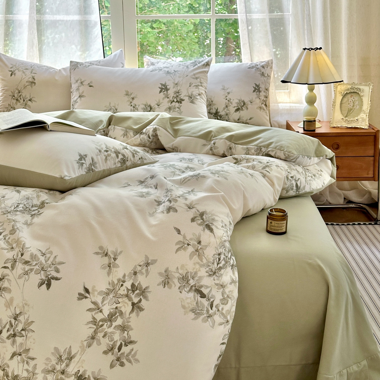 91家纺网 家纺一手货源 找家纺 小叮当家纺仓储工厂店 2025新款数码印花全棉纯棉磨毛四件套 山丘诗集