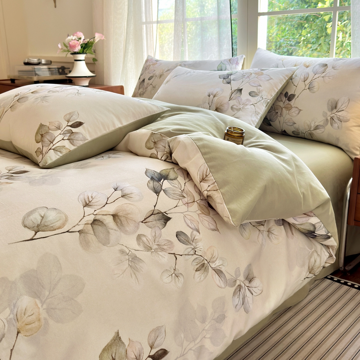 91家纺网 家纺一手货源 找家纺 小叮当家纺仓储工厂店 2025新款数码印花全棉纯棉磨毛四件套 舒蔓枝