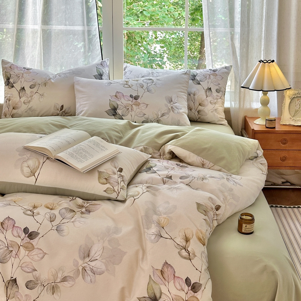 91家纺网 家纺一手货源 找家纺 小叮当家纺仓储工厂店 2025新款数码印花全棉纯棉磨毛四件套 舒蔓枝