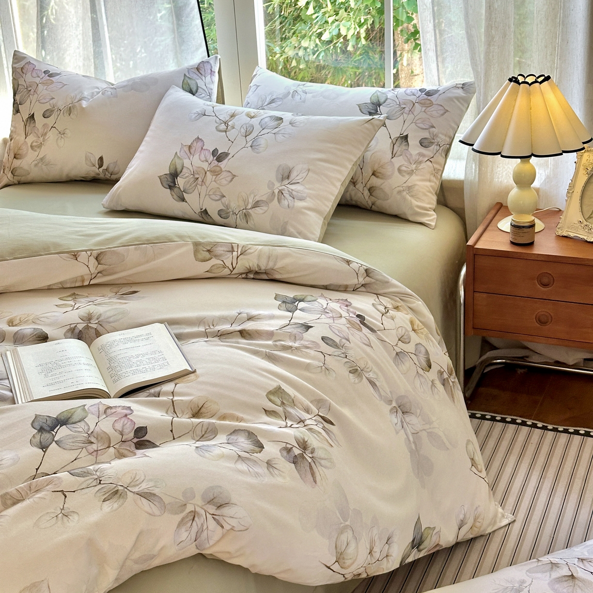 91家纺网 家纺一手货源 找家纺 小叮当家纺仓储工厂店 2025新款数码印花全棉纯棉磨毛四件套 舒蔓枝