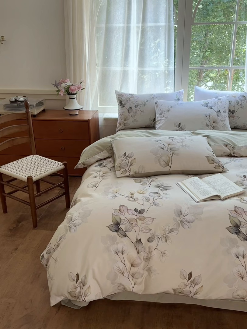 91家纺网 家纺一手货源 找家纺 小叮当家纺仓储工厂店 2025新款数码印花全棉纯棉磨毛四件套 舒蔓枝