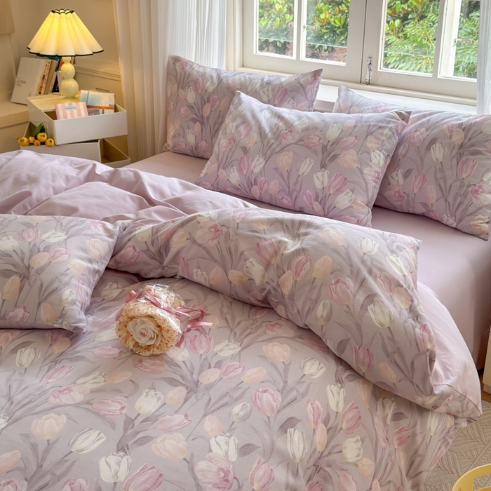 91家纺网 家纺一手货源 找家纺 小叮当家纺仓储工厂店 2025新款数码印花全棉纯棉磨毛四件套 疏影