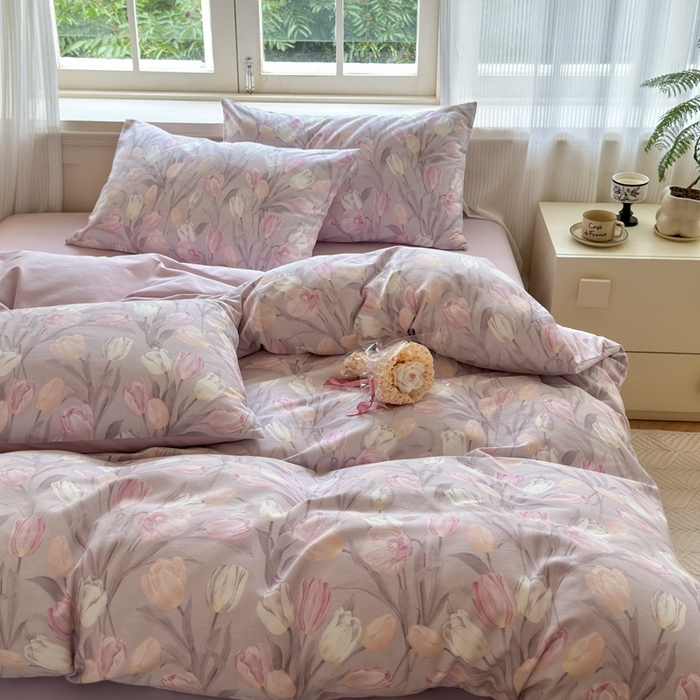 91家纺网 家纺一手货源 找家纺 小叮当家纺仓储工厂店 2025新款数码印花全棉纯棉磨毛四件套 疏影