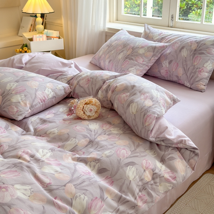 91家纺网 家纺一手货源 找家纺 小叮当家纺仓储工厂店 2025新款数码印花全棉纯棉磨毛四件套 疏影