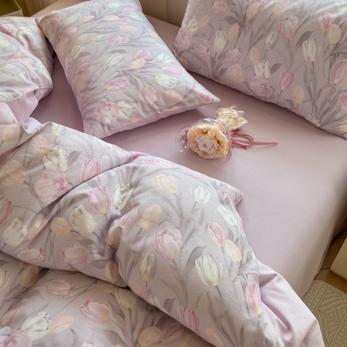 91家纺网 家纺一手货源 找家纺 小叮当家纺仓储工厂店 2025新款数码印花全棉纯棉磨毛四件套 疏影