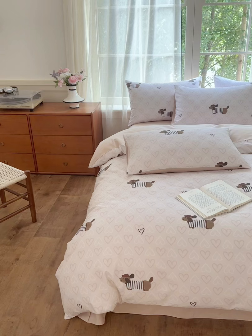 91家纺网 家纺一手货源 找家纺 小叮当家纺仓储工厂店 2025新款数码印花全棉纯棉磨毛四件套 旺趣