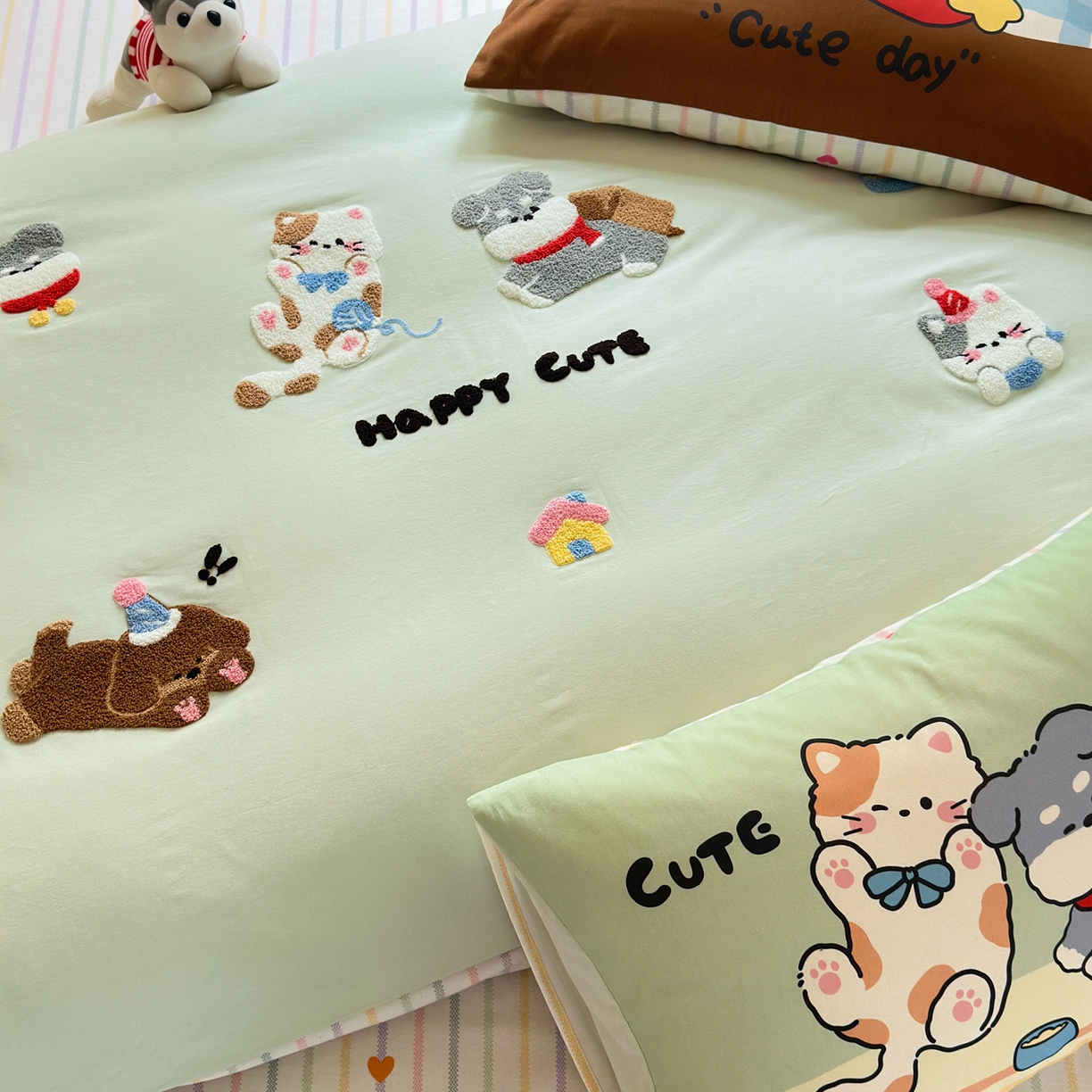 91家纺网 家纺一手货源 找家纺 （总）小叮当家纺仓储工厂店 2025新款数码印花全棉纯棉磨毛毛巾绣四件套