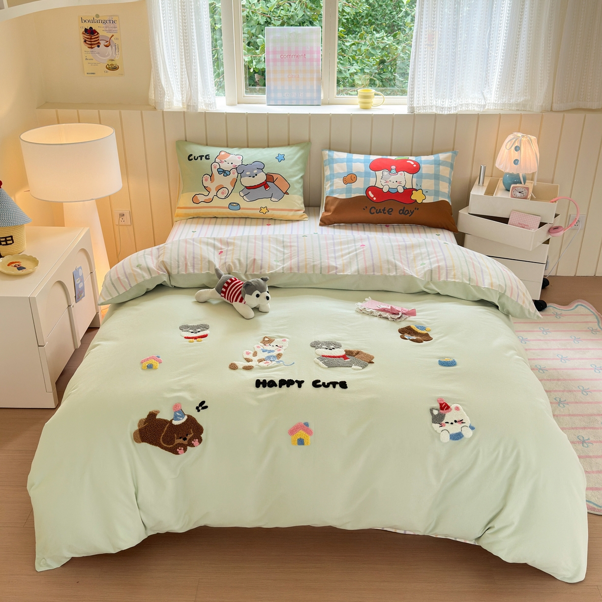 91家纺网 家纺一手货源 找家纺 （总）小叮当家纺仓储工厂店 2025新款数码印花全棉纯棉磨毛毛巾绣四件套