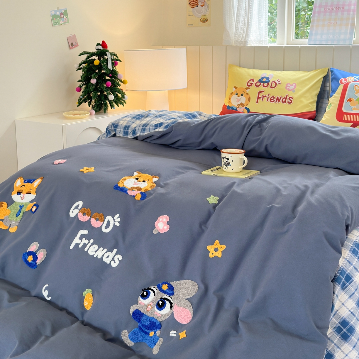 91家纺网 家纺一手货源 找家纺 小叮当家纺仓储工厂店 2025新款数码印花全棉纯棉磨毛毛巾绣四件套 动物乌托邦