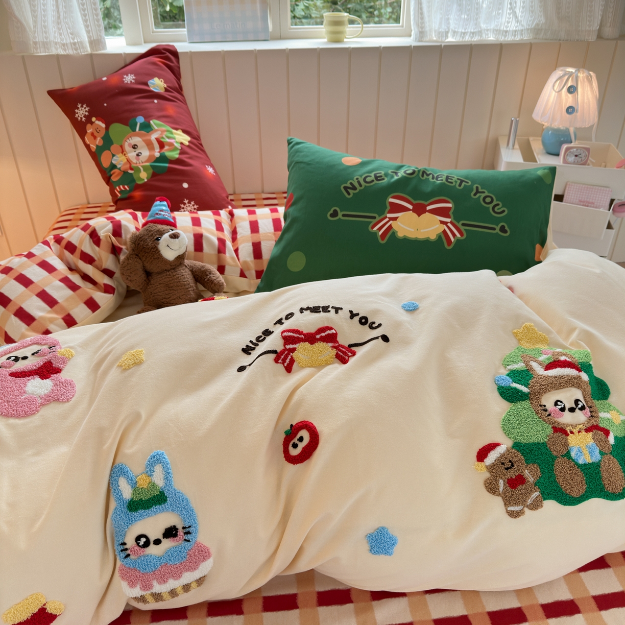 91家纺网 家纺一手货源 找家纺 小叮当家纺仓储工厂店 2025新款数码印花全棉纯棉磨毛毛巾绣四件套 圣诞派对