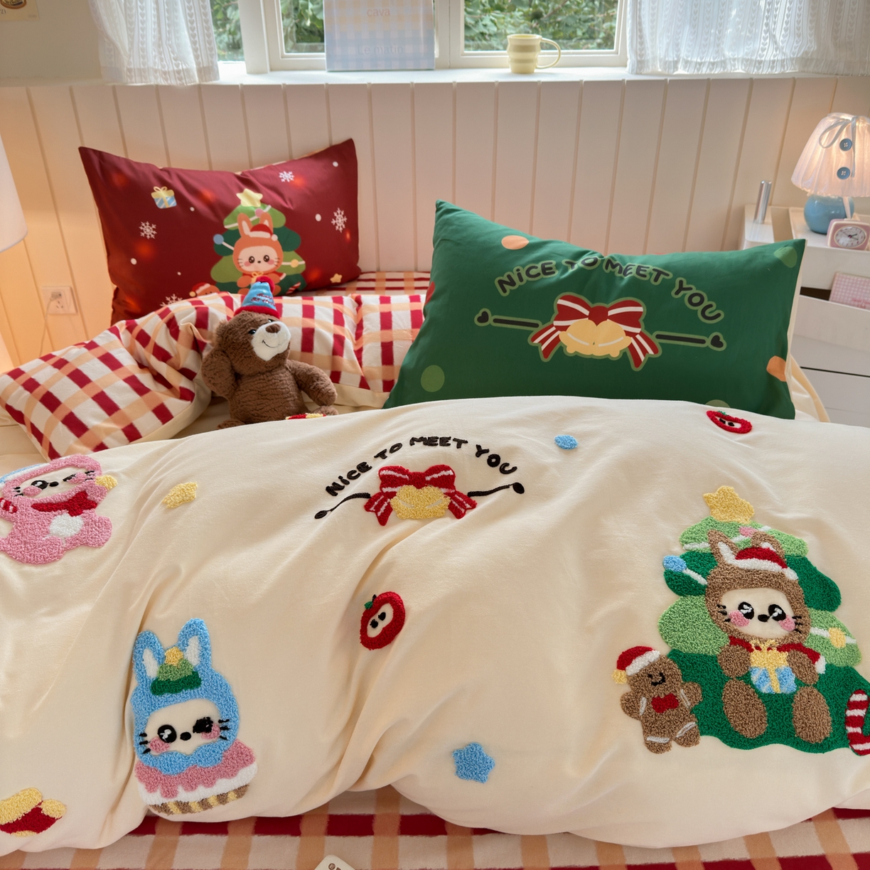 91家纺网 家纺一手货源 找家纺 小叮当家纺仓储工厂店 2025新款数码印花全棉纯棉磨毛毛巾绣四件套 圣诞派对