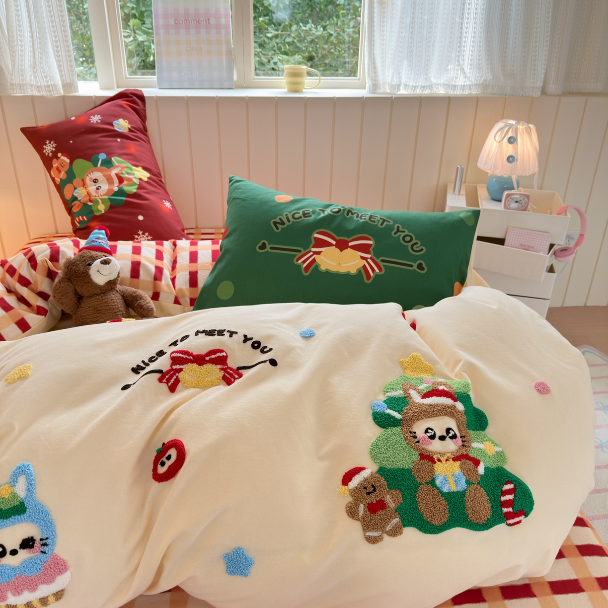 91家纺网 家纺一手货源 找家纺 小叮当家纺仓储工厂店 2025新款数码印花全棉纯棉磨毛毛巾绣四件套 圣诞派对