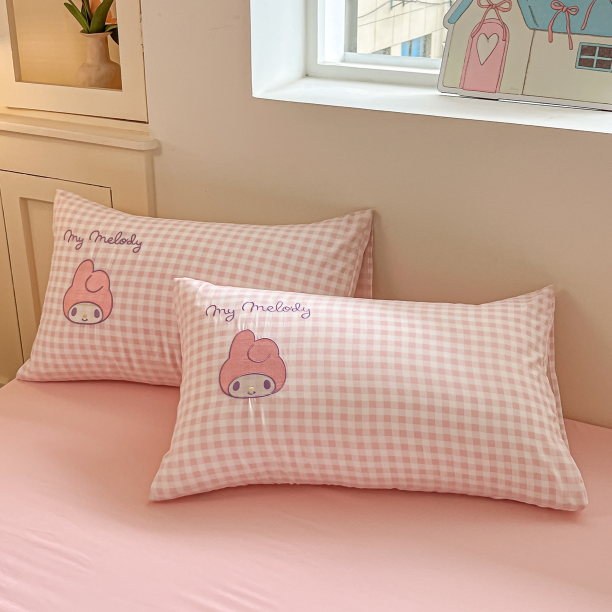 91家纺网 家纺一手货源 找家纺 桃心家居 2025新款A类三丽鸥正版授权云柔水洗棉兔毛贴布绣刺绣软糯四件套 云柔水洗棉-贴布绣美乐蒂