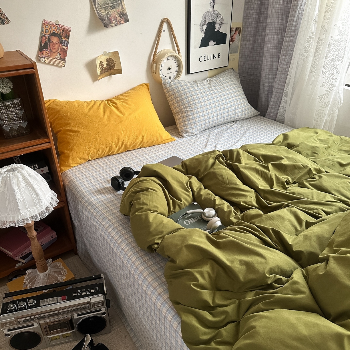 91家纺网 家纺一手货源 找家纺 （总）对白 2025新款全棉色织水洗棉四件套-抹茶冰淇淋【提供买家秀】