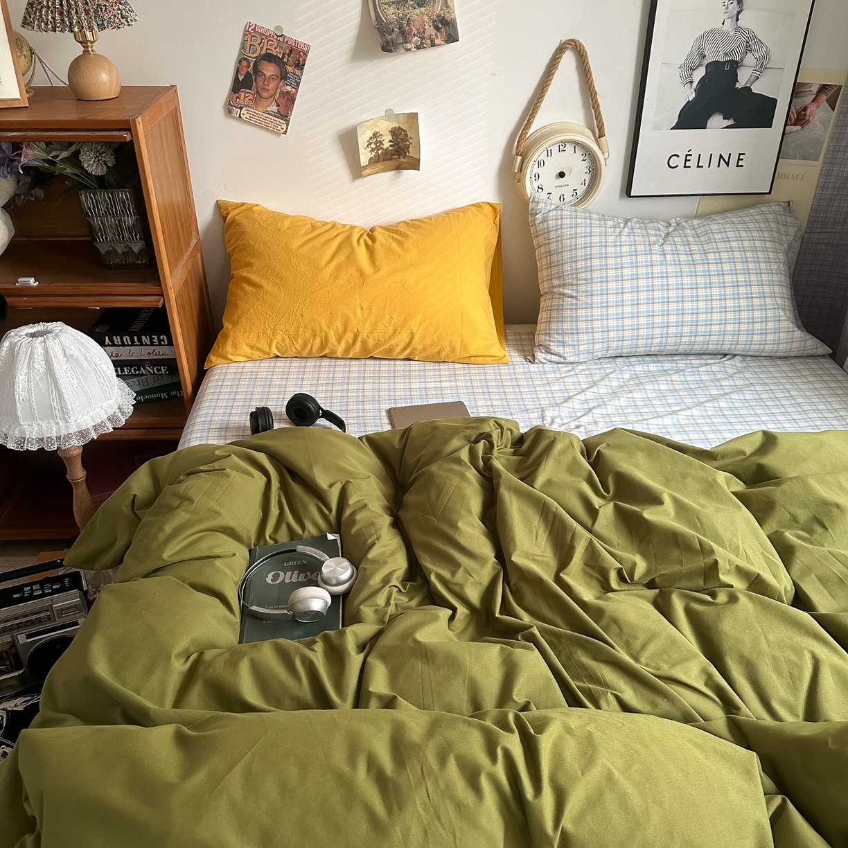 91家纺网 家纺一手货源 找家纺 （总）对白 2025新款全棉色织水洗棉四件套-抹茶冰淇淋【提供买家秀】