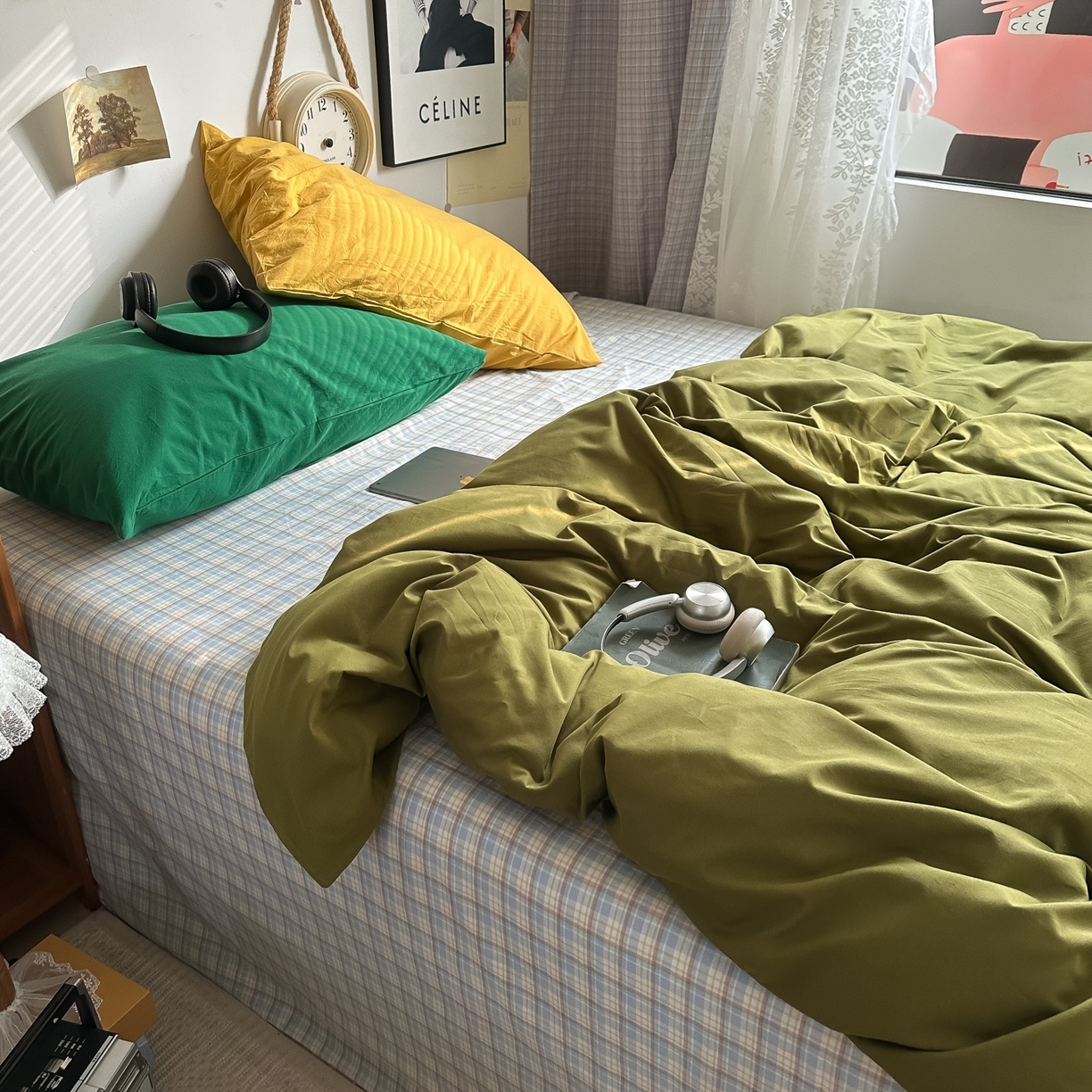 91家纺网 家纺一手货源 找家纺 （总）对白 2025新款全棉色织水洗棉四件套-抹茶冰淇淋【提供买家秀】