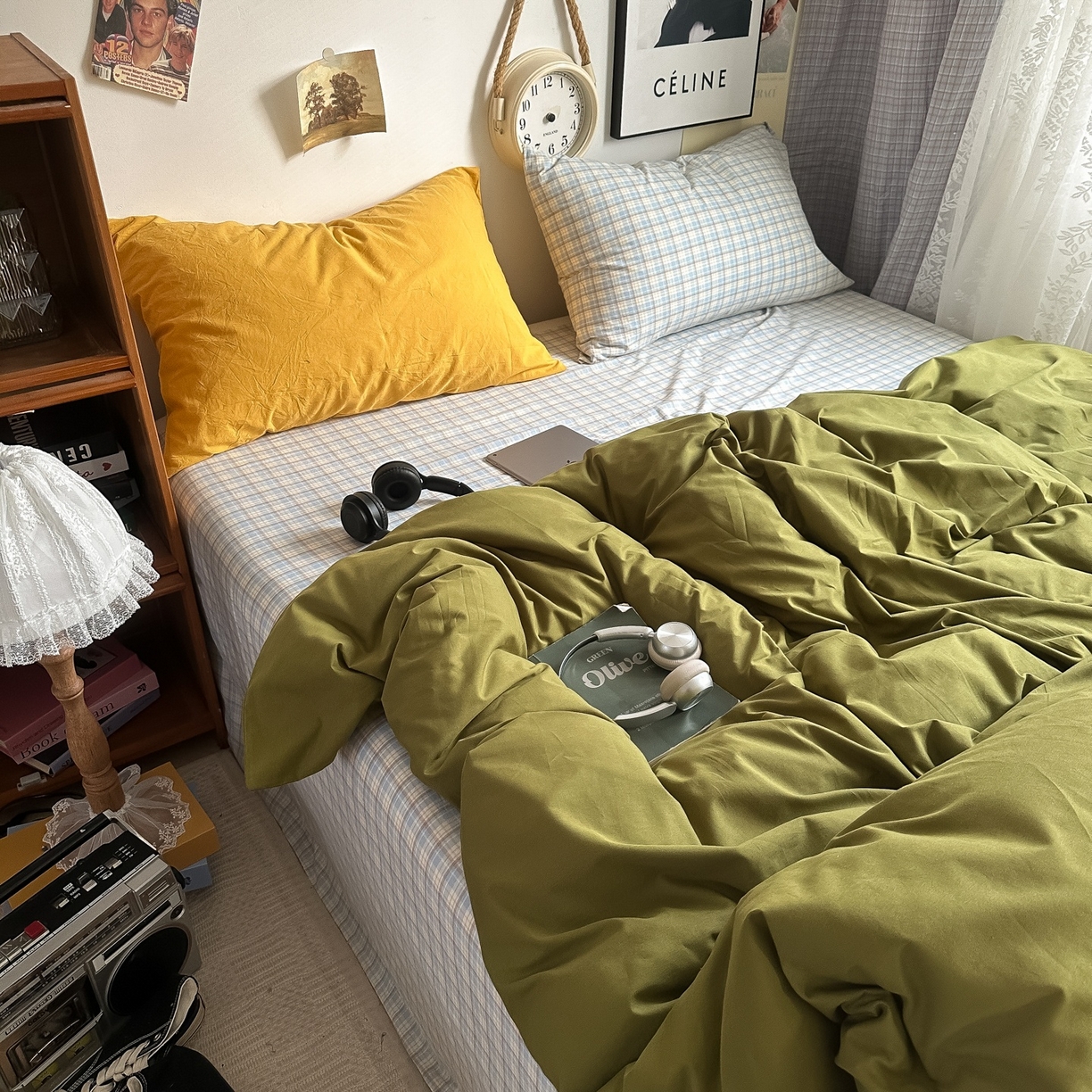 91家纺网 家纺一手货源 找家纺 （总）对白 2025新款全棉色织水洗棉四件套-抹茶冰淇淋【提供买家秀】