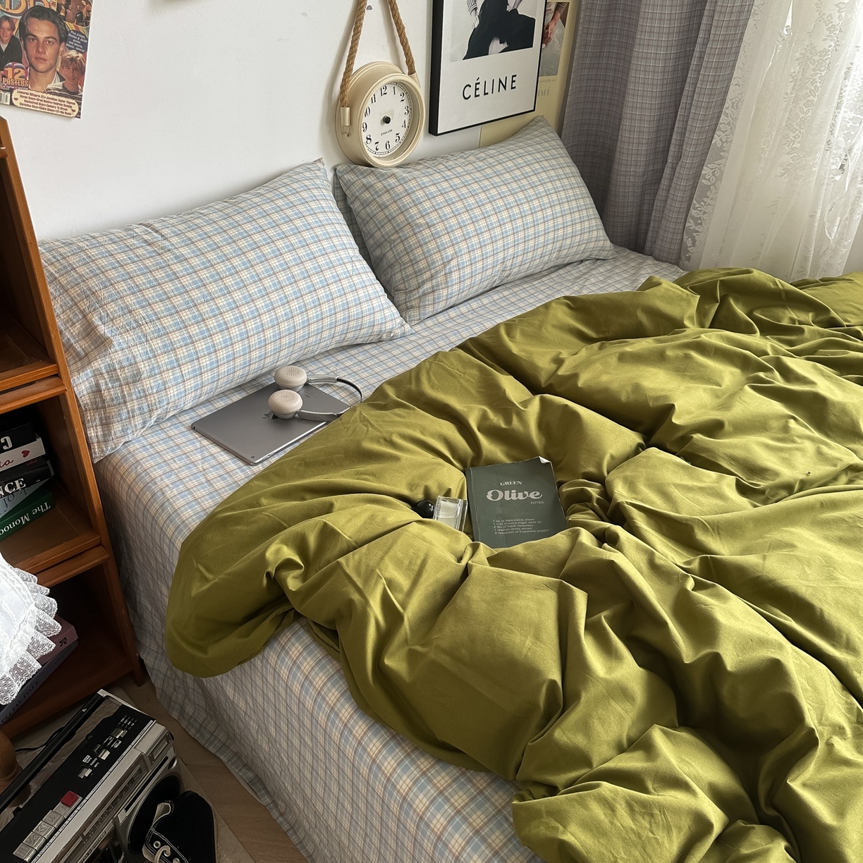 91家纺网 家纺一手货源 找家纺 （总）对白 2025新款全棉色织水洗棉四件套-抹茶冰淇淋【提供买家秀】