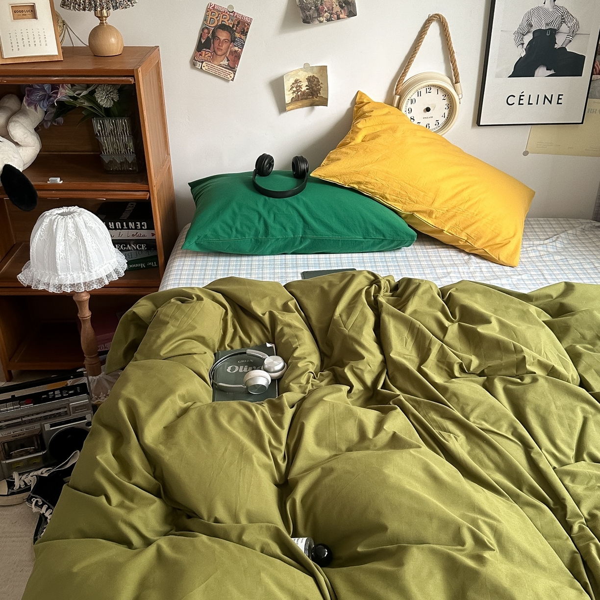 91家纺网 家纺一手货源 找家纺 （总）对白 2025新款全棉色织水洗棉四件套-抹茶冰淇淋【提供买家秀】