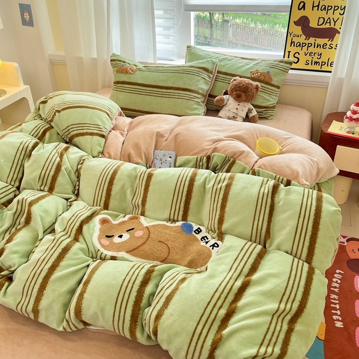 91家纺网 家纺一手货源 找家纺 （总）首尔家纺 2025新款牛奶绒卡通毛巾绣印加绣系列四件套