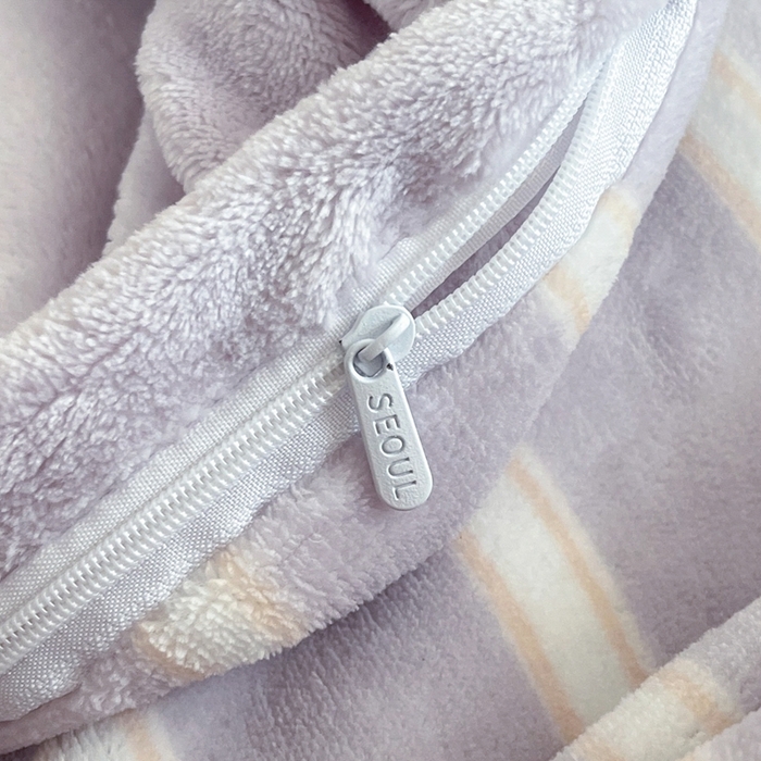 91家纺网 家纺一手货源 找家纺 首尔家纺 2025新款牛奶绒卡通毛巾绣印加绣系列四件套 紫条小兔