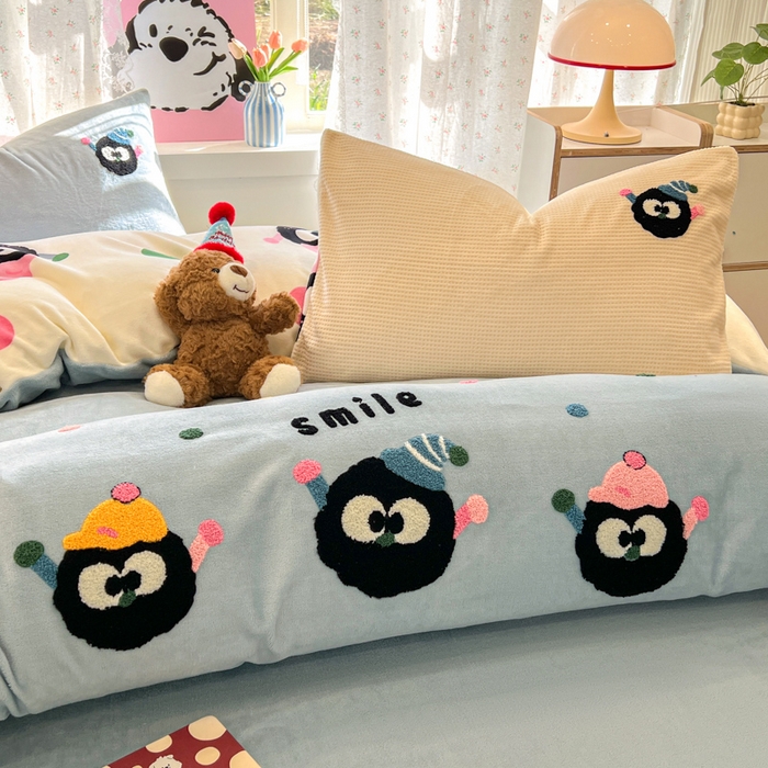 91家纺网 家纺一手货源 找家纺 眠博士 2025新款牛奶绒毛巾绣四件套 牛奶绒毛巾绣-闹闹