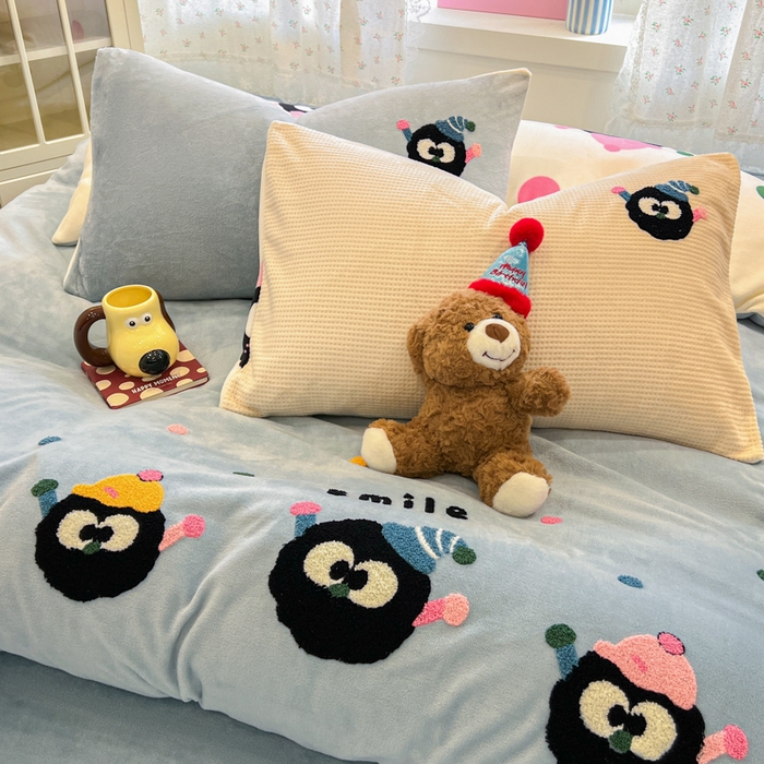 91家纺网 家纺一手货源 找家纺 眠博士 2025新款牛奶绒毛巾绣四件套 牛奶绒毛巾绣-闹闹