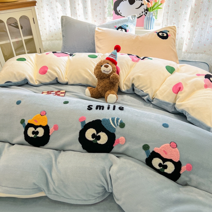 91家纺网 家纺一手货源 找家纺 眠博士 2025新款牛奶绒毛巾绣四件套 牛奶绒毛巾绣-闹闹