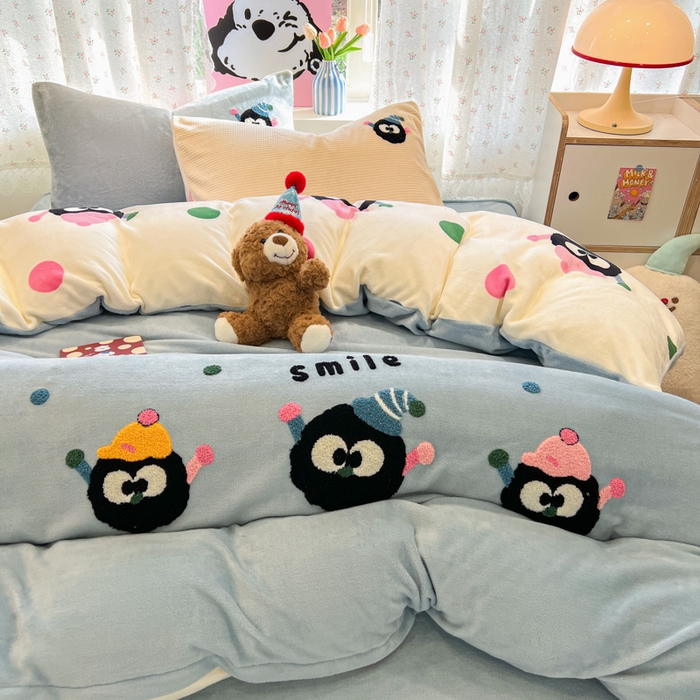 91家纺网 家纺一手货源 找家纺 眠博士 2025新款牛奶绒毛巾绣四件套 牛奶绒毛巾绣-闹闹